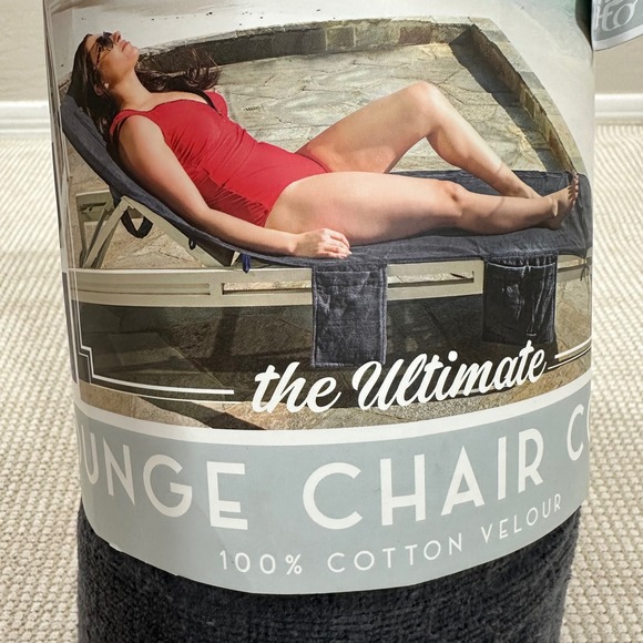 The Utimate Lounge Chair Cover Gray 100% Cotton Velour Converts Tore Bag Towel‎ - Picture 4 of 5